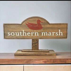 LARGE SOUTHERN MARSH All Wood Store Retail Brand Sign Two Sided Duck 16”x24”